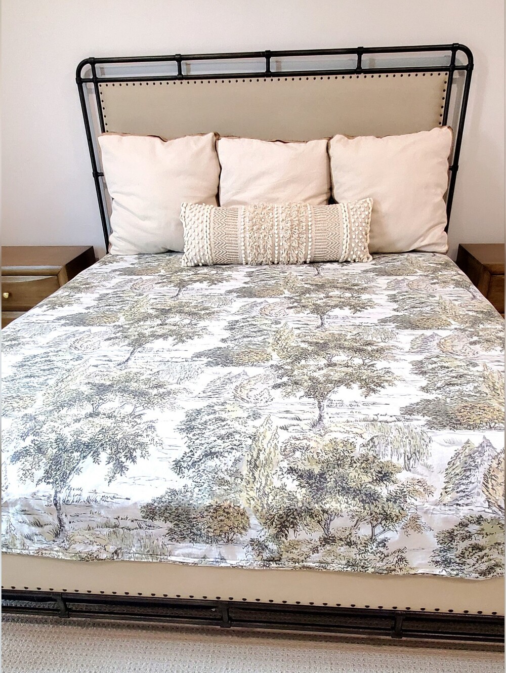 Pottery Barn Hyde Park Toile French Nature Org Cotton Percale Duvet Cover King